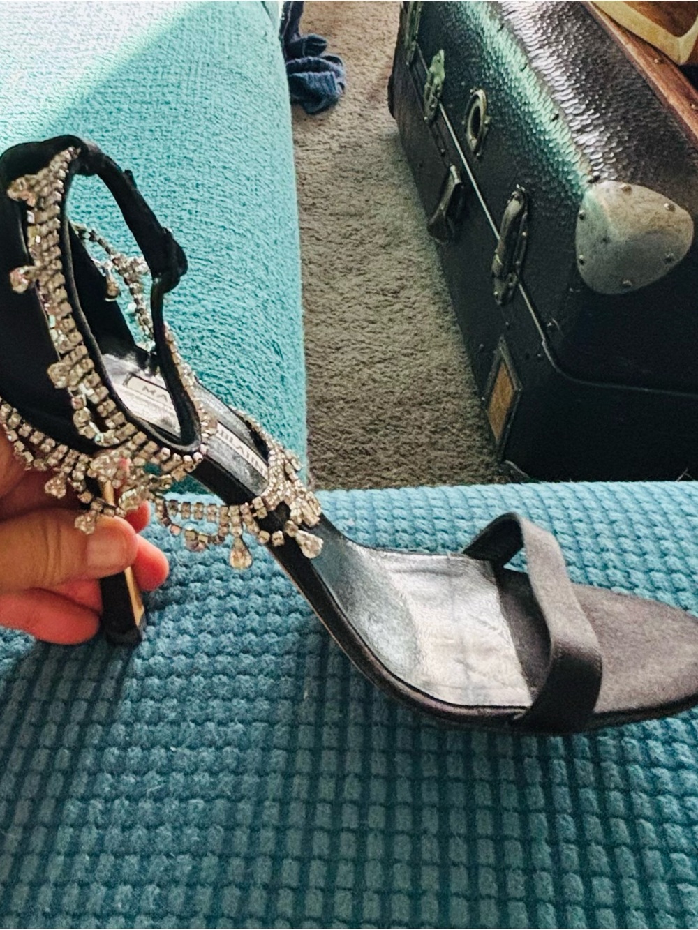Manolo Blahnik Y2K Black Stilettos with Crystal-Drop Anklets - Picture 12 of 15